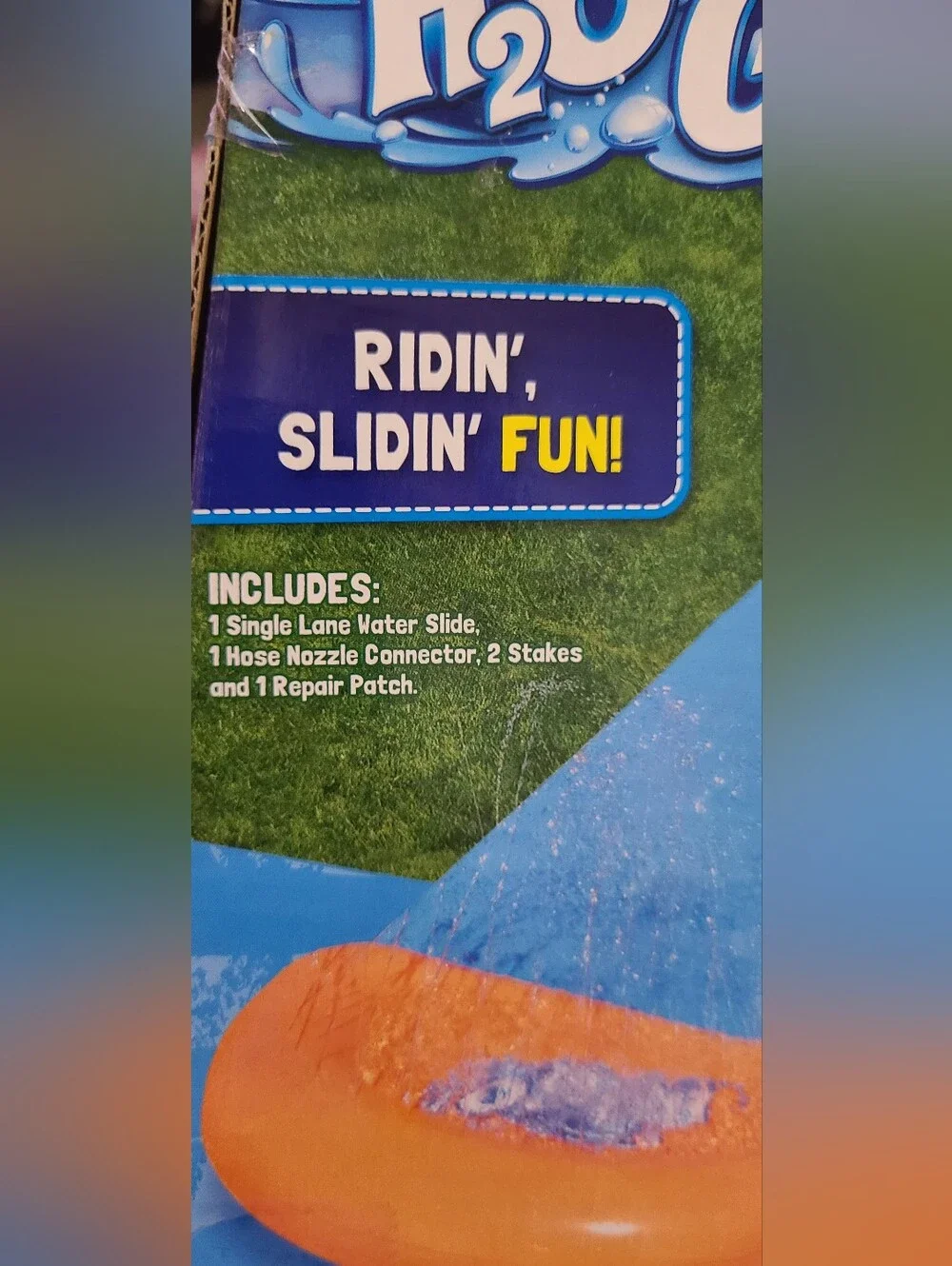 H2O GO! 16 ft Single Water Slide With Drench Pool. ..Orange/Blue